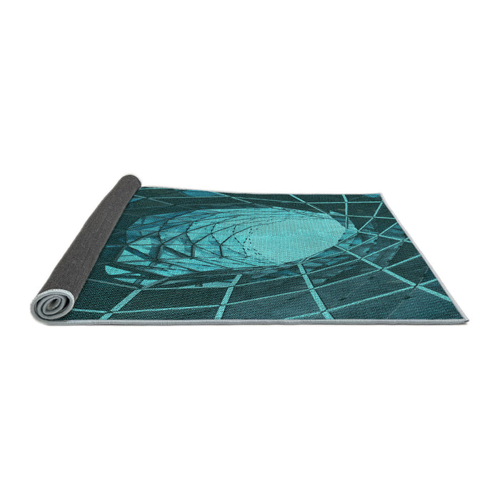 Thickness of Patterned Dark Turquoise Green Rug, pat80lblu