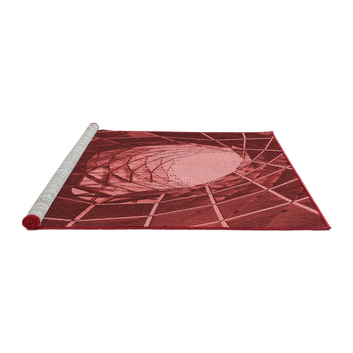 Sideview of Machine Washable Transitional Cranberry Red Rug, wshpat80rd