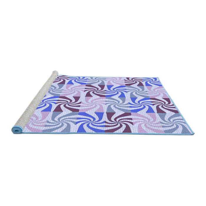 Sideview of Machine Washable Transitional Slate Blue Rug, wshpat800blu