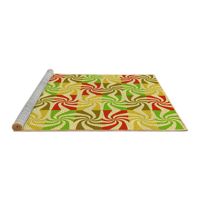Sideview of Machine Washable Transitional Green Rug, wshpat800yw