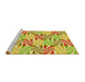 Sideview of Machine Washable Transitional Green Rug, wshpat800yw