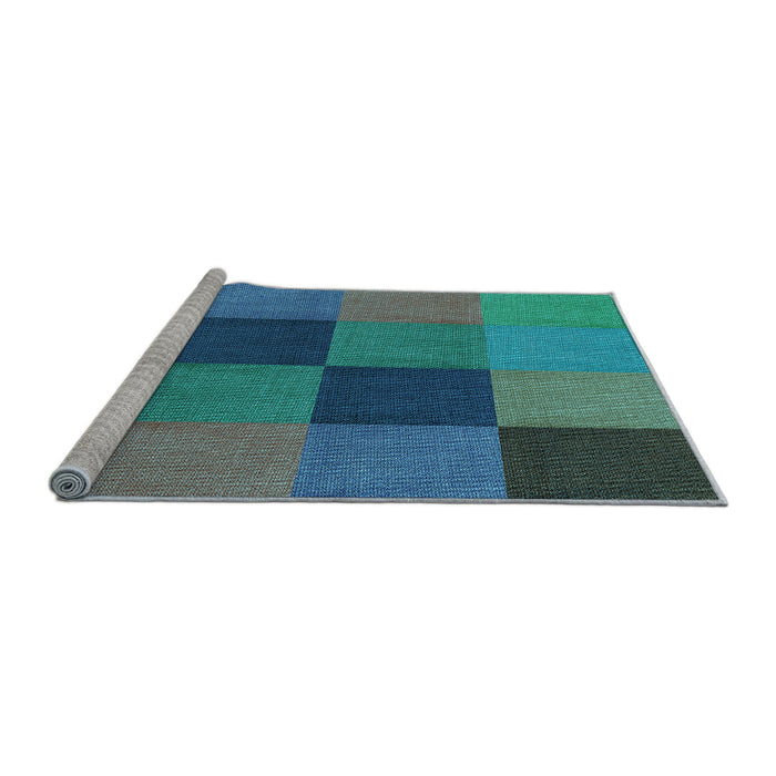 Sideview of Machine Washable Transitional Dark Turquoise Green Rug, wshpat802lblu