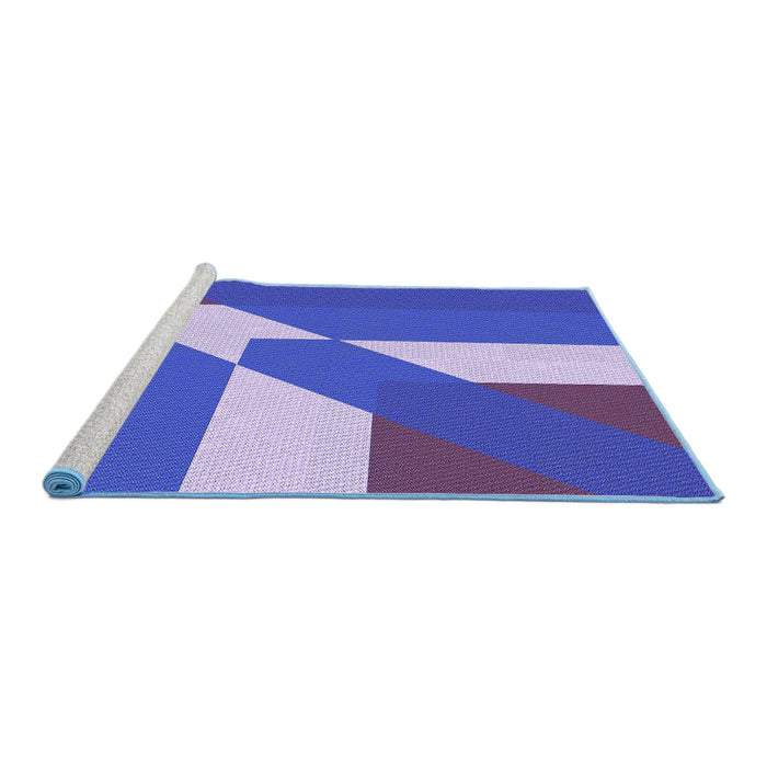 Sideview of Machine Washable Transitional Light Slate Blue Rug, wshpat803blu