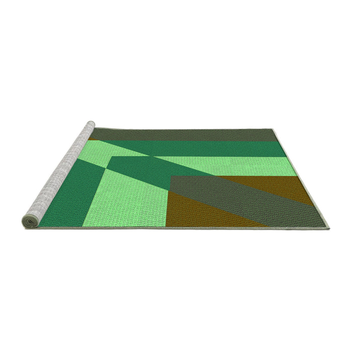 Sideview of Machine Washable Transitional Army Green Rug, wshpat803grn