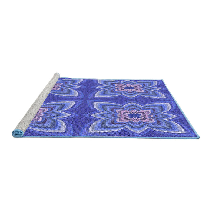 Sideview of Machine Washable Transitional Sky Blue Rug, wshpat804blu