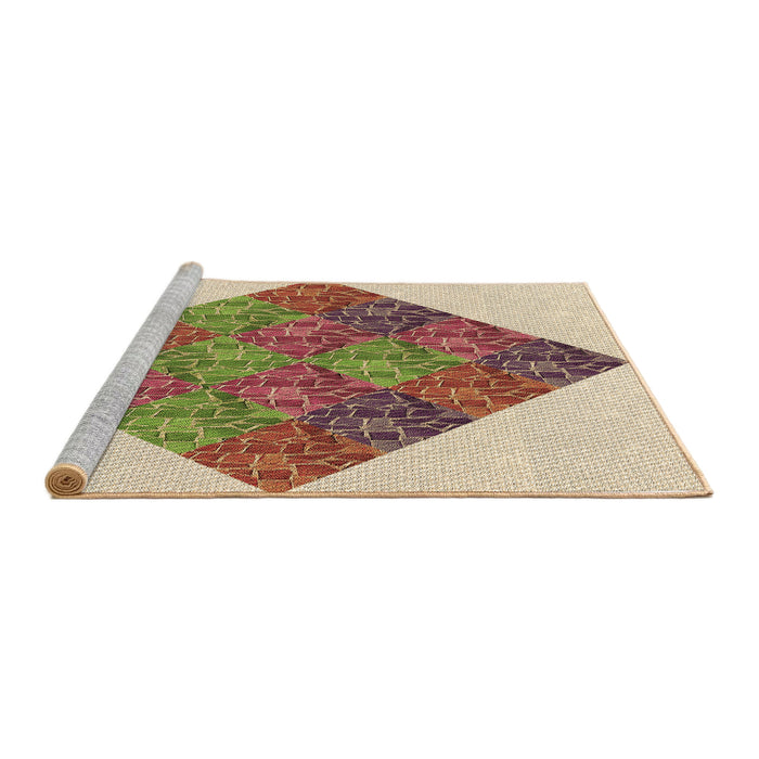 Sideview of Machine Washable Transitional Khaki Gold Rug, wshpat805brn