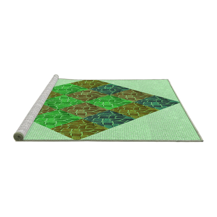 Sideview of Machine Washable Transitional Green Rug, wshpat805grn
