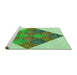 Sideview of Machine Washable Transitional Green Rug, wshpat805grn