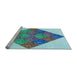 Sideview of Machine Washable Transitional Steel Blue Rug, wshpat805lblu