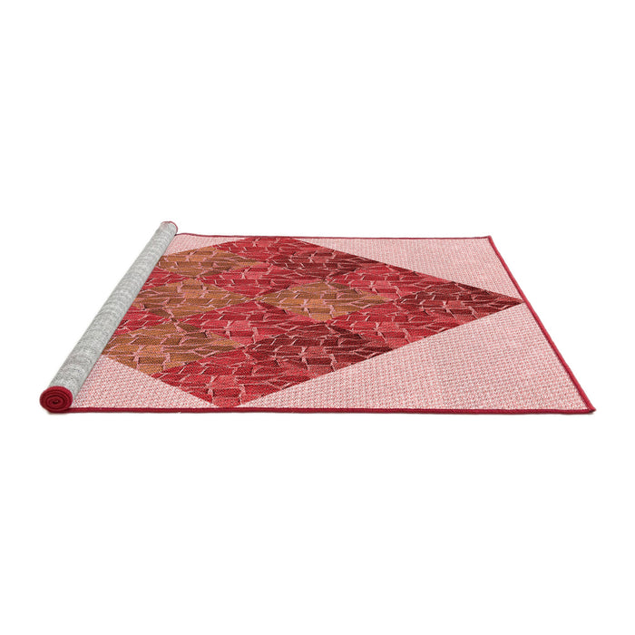 Sideview of Machine Washable Transitional Deep Rose Pink Rug, wshpat805rd