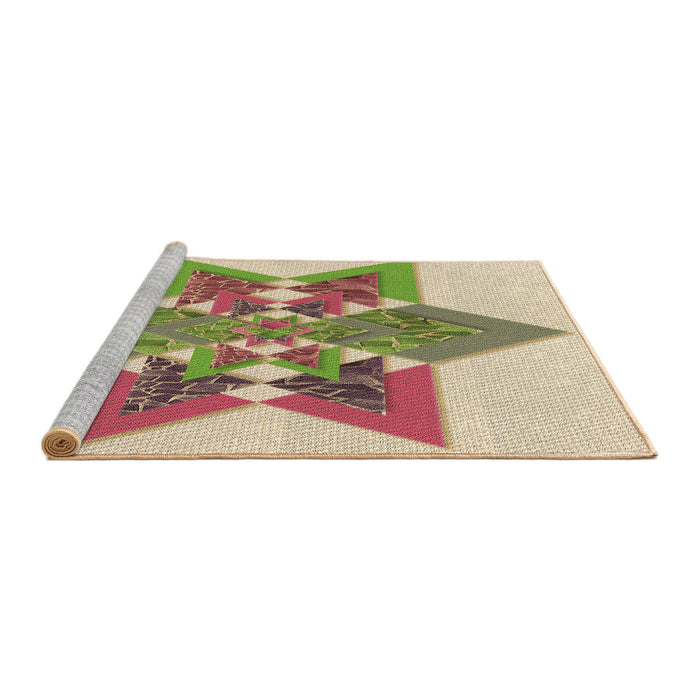 Sideview of Machine Washable Transitional Khaki Gold Rug, wshpat806brn