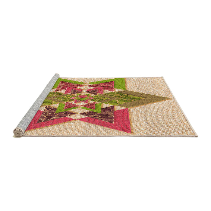 Sideview of Machine Washable Transitional Brown Gold Rug, wshpat806org