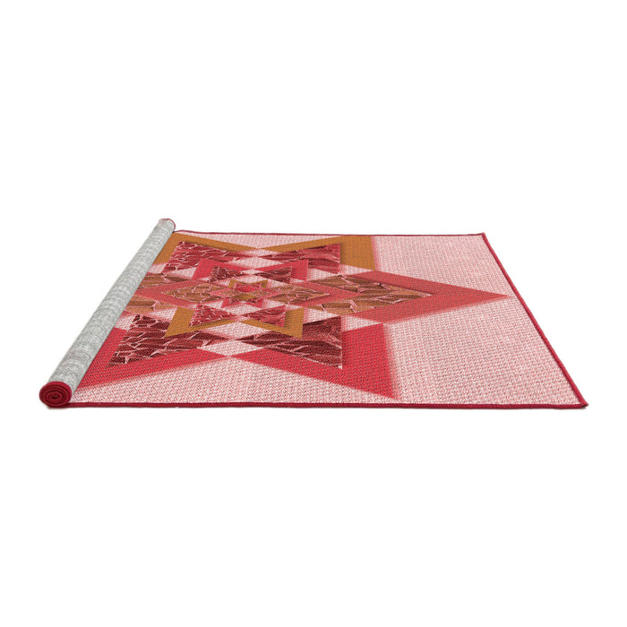 Sideview of Machine Washable Transitional Deep Rose Pink Rug, wshpat806rd