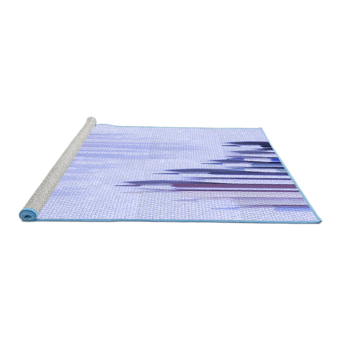 Sideview of Machine Washable Transitional Blue Rug, wshpat807blu