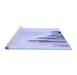 Sideview of Machine Washable Transitional Blue Rug, wshpat807blu