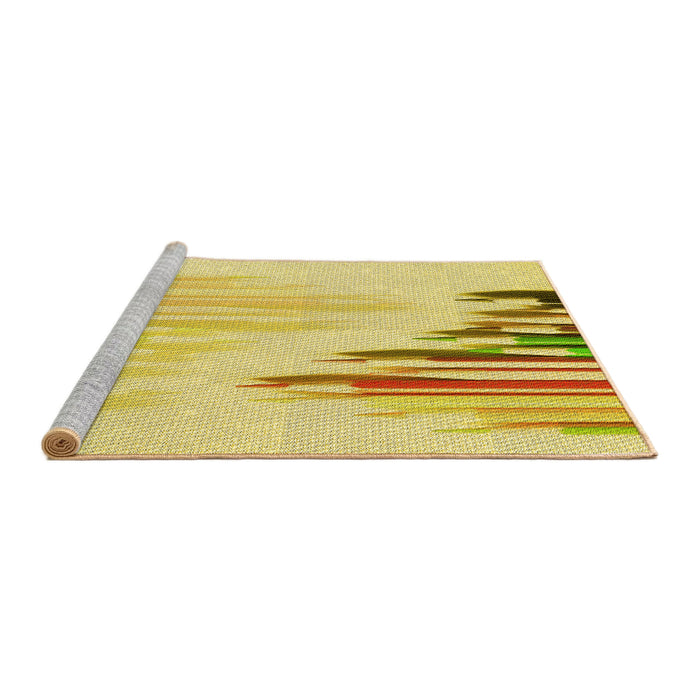 Sideview of Machine Washable Transitional Yellow Rug, wshpat807yw