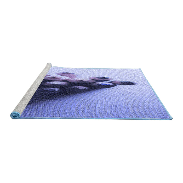 Sideview of Machine Washable Transitional Slate Blue Rug, wshpat808blu