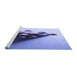 Sideview of Machine Washable Transitional Slate Blue Rug, wshpat808blu