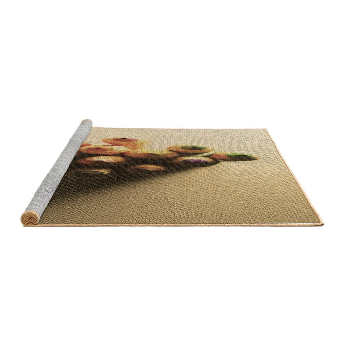 Sideview of Machine Washable Transitional Saddle Brown Rug, wshpat808brn
