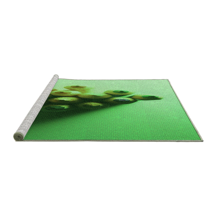 Sideview of Machine Washable Transitional Green Rug, wshpat808grn