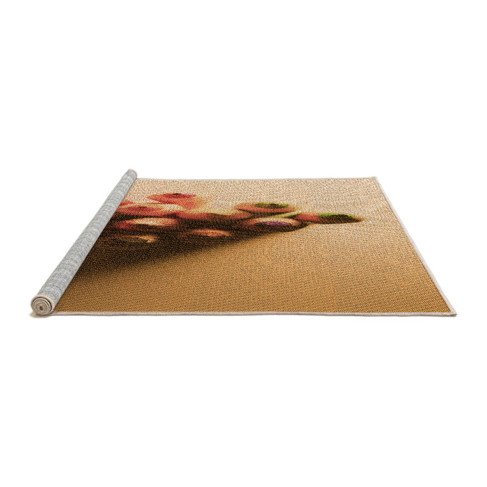 Sideview of Machine Washable Transitional Yellow Orange Rug, wshpat808org