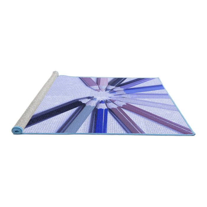 Sideview of Machine Washable Transitional Periwinkle Purple Rug, wshpat809blu