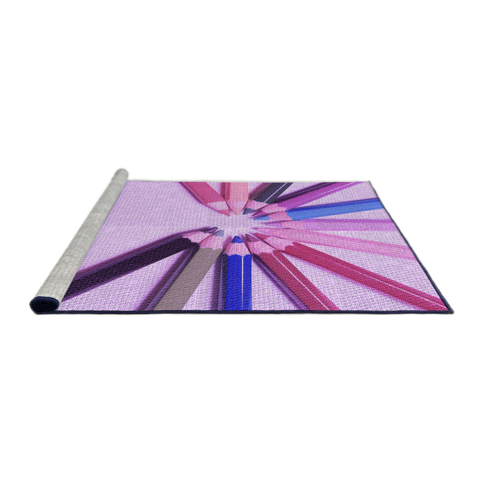 Sideview of Machine Washable Transitional Blossom Pink Rug, wshpat809pur