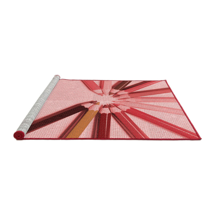 Sideview of Machine Washable Transitional Red Rug, wshpat809rd