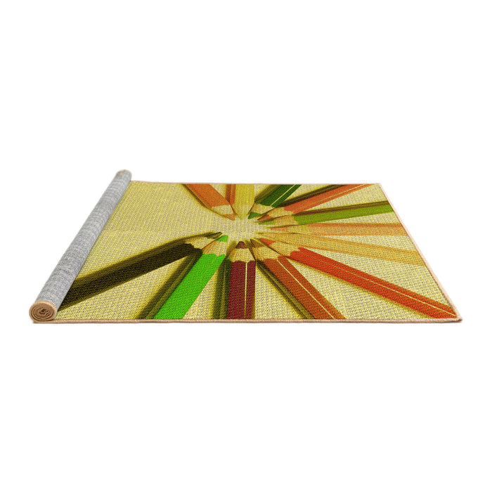 Sideview of Machine Washable Transitional Bold Yellow Rug, wshpat809yw