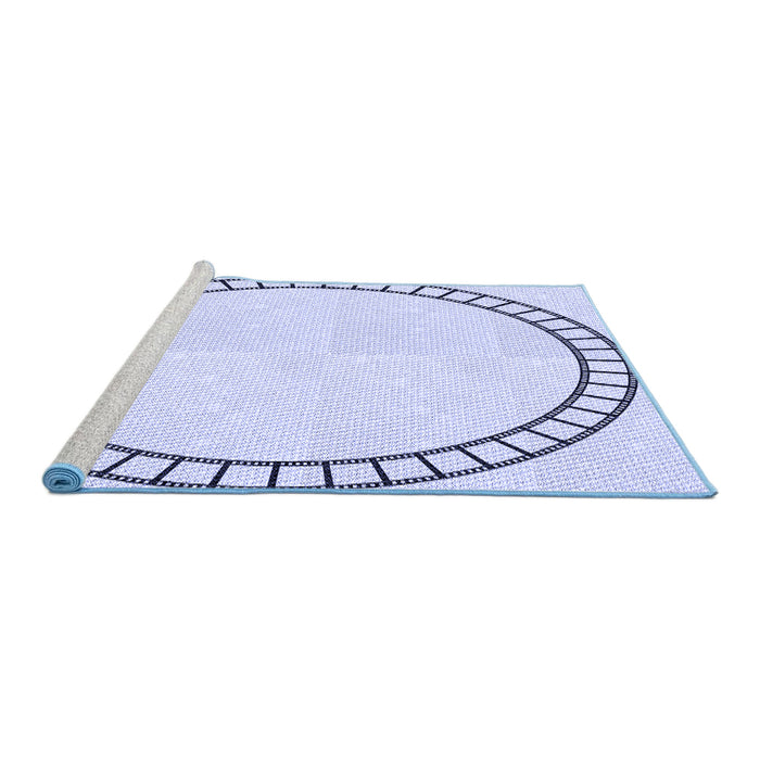 Sideview of Machine Washable Transitional Lavender Blue Rug, wshpat81blu
