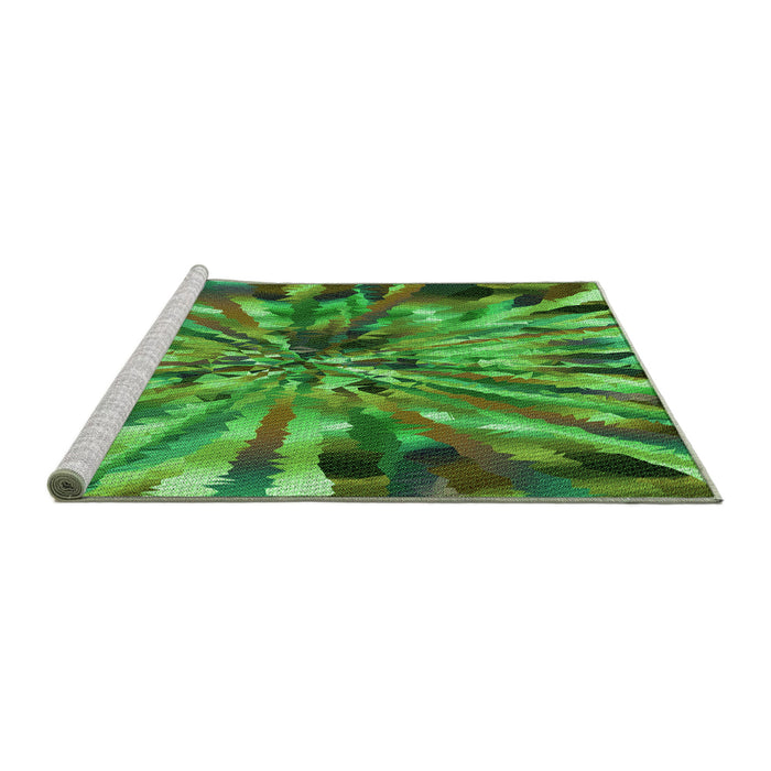 Sideview of Machine Washable Transitional Neon Green Rug, wshpat812grn