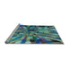 Sideview of Machine Washable Transitional Blue Rug, wshpat812lblu