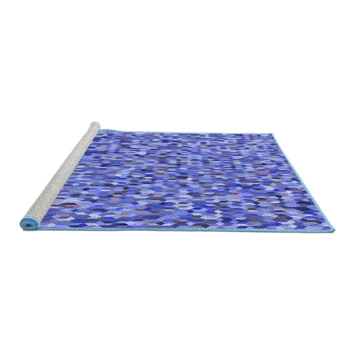 Sideview of Machine Washable Transitional Sky Blue Rug, wshpat813blu