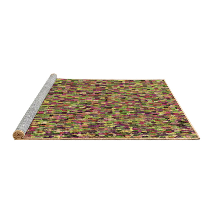 Sideview of Machine Washable Transitional Brown Red Rug, wshpat813brn