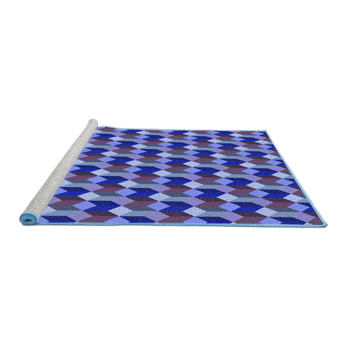 Sideview of Machine Washable Transitional Blue Rug, wshpat814blu