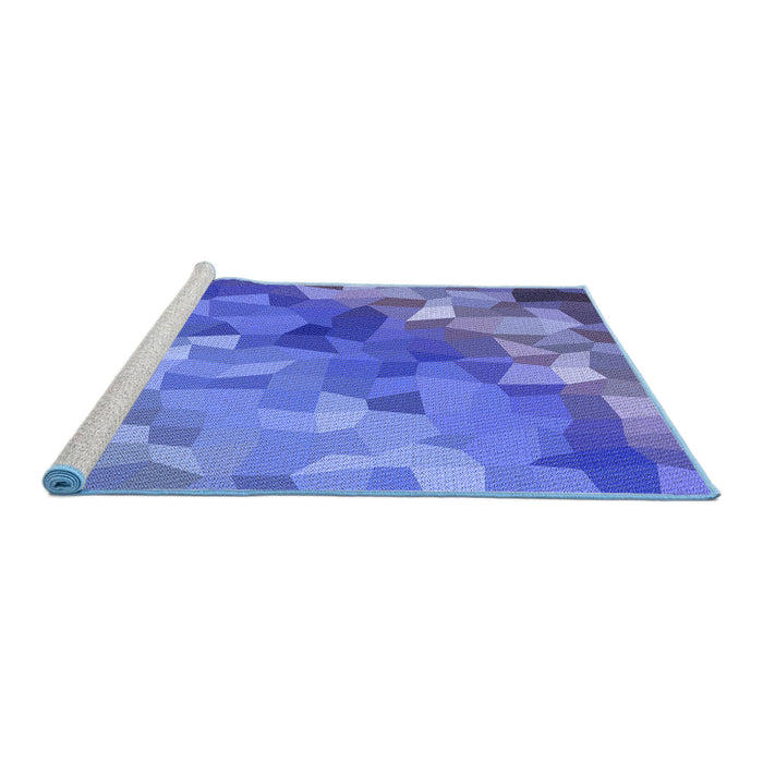 Sideview of Machine Washable Transitional Sky Blue Rug, wshpat817blu