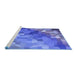 Sideview of Machine Washable Transitional Sky Blue Rug, wshpat817blu