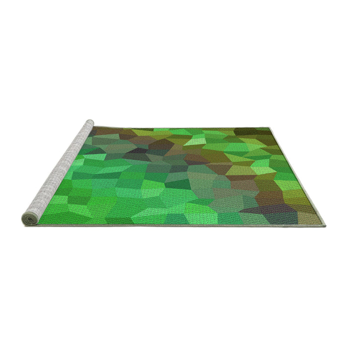 Sideview of Machine Washable Transitional Seaweed Green Rug, wshpat817grn