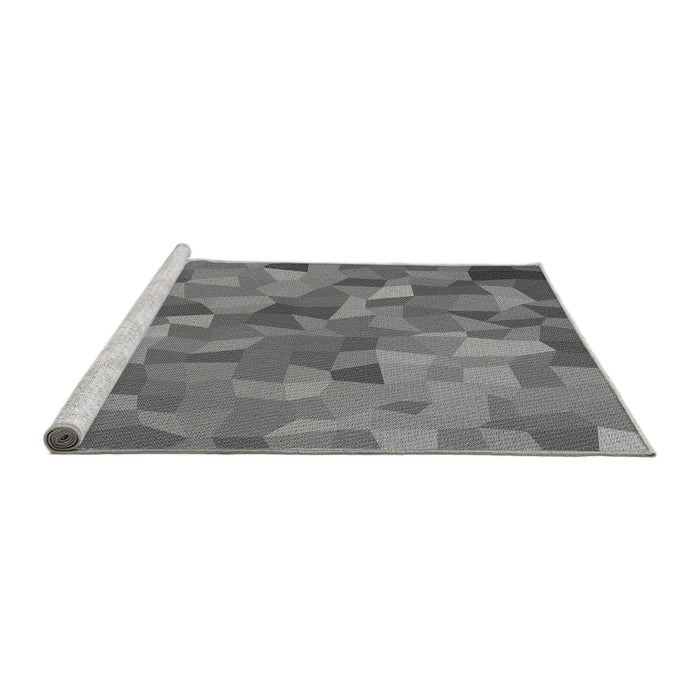 Sideview of Machine Washable Transitional Carbon Gray Rug, wshpat817gry