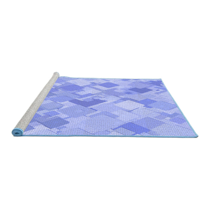 Sideview of Machine Washable Transitional Sky Blue Rug, wshpat818blu