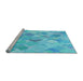 Sideview of Machine Washable Transitional Bright Turquoise Blue Rug, wshpat818lblu