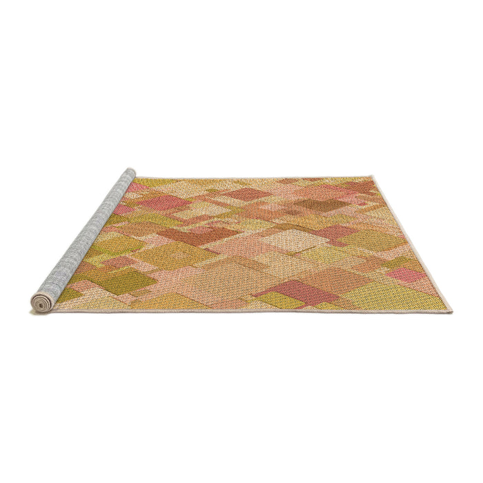 Sideview of Machine Washable Transitional Yellow Orange Rug, wshpat818org