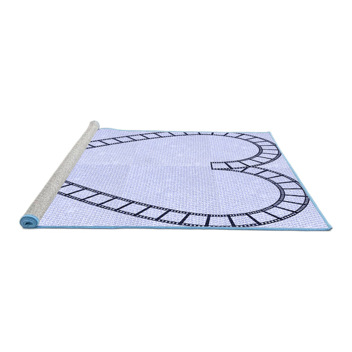 Sideview of Machine Washable Transitional Lavender Blue Rug, wshpat82blu