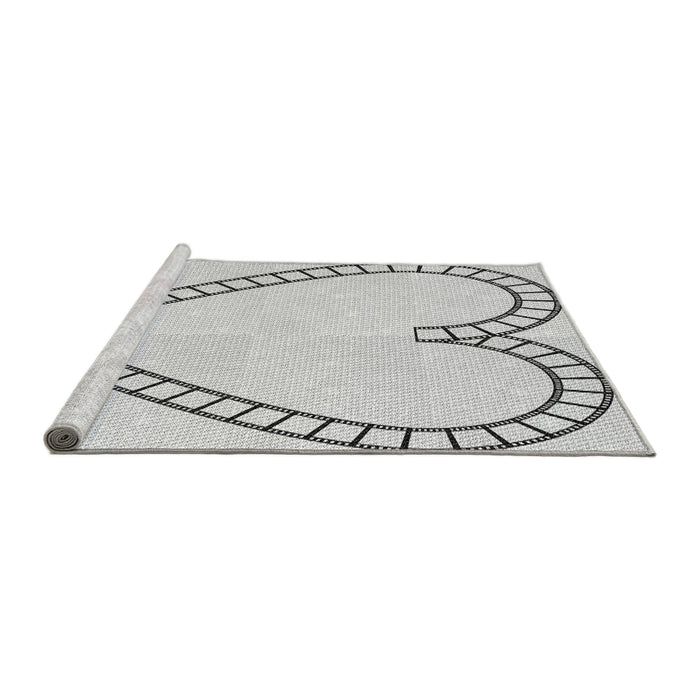 Sideview of Machine Washable Transitional Platinum Gray Rug, wshpat82gry