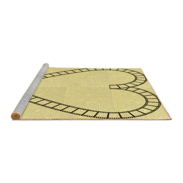 Sideview of Machine Washable Transitional Sun Yellow Rug, wshpat82yw