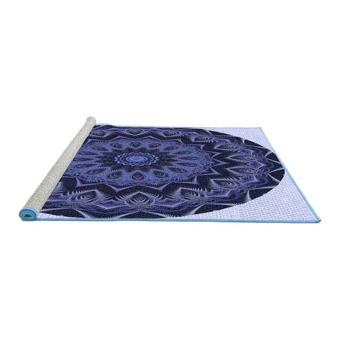 Sideview of Machine Washable Transitional Purple Mimosa Purple Rug, wshpat821blu