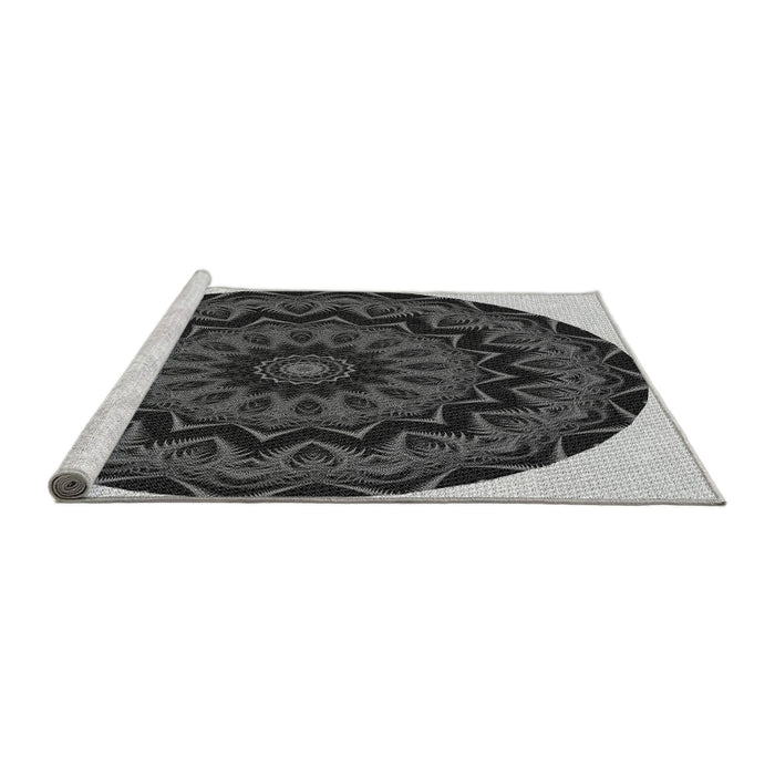 Sideview of Machine Washable Transitional Charcoal Black Rug, wshpat821gry