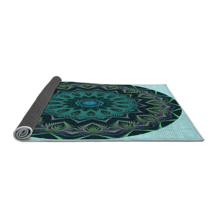 Thickness of Patterned Deep Teal Green Rug, pat821lblu