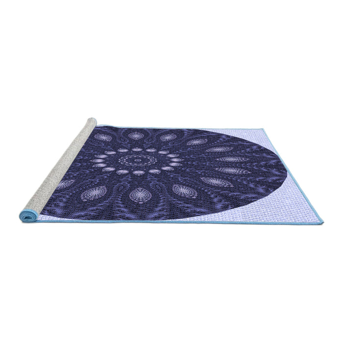 Sideview of Machine Washable Transitional Night Blue Rug, wshpat822blu