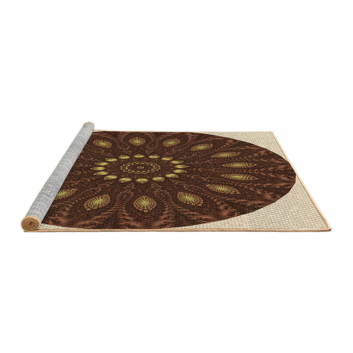 Sideview of Machine Washable Transitional Peru Brown Rug, wshpat822brn